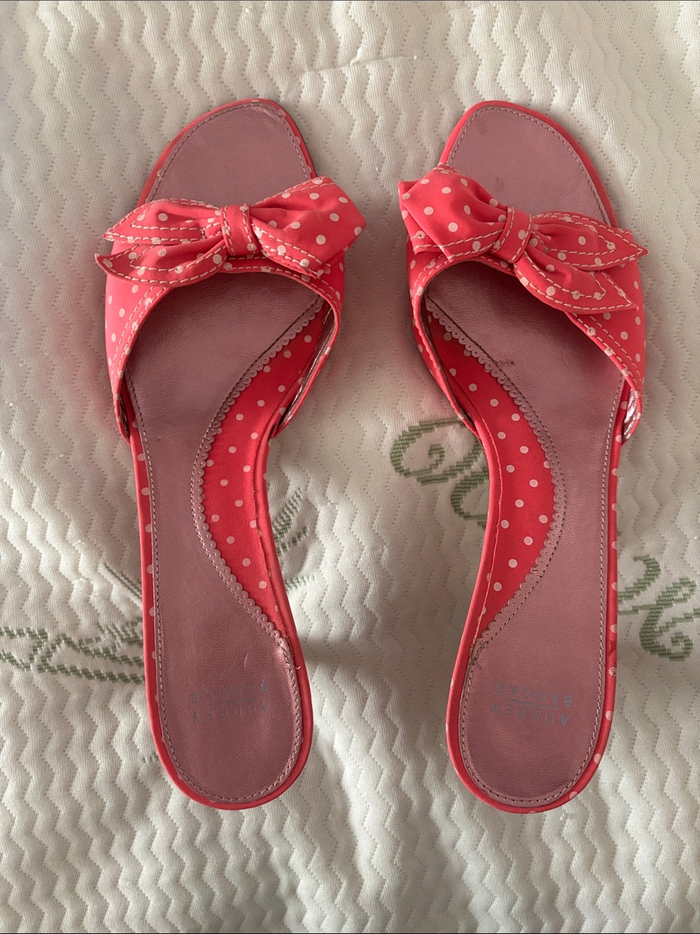 audrey Pink Polka Dot Bow Slide Mules